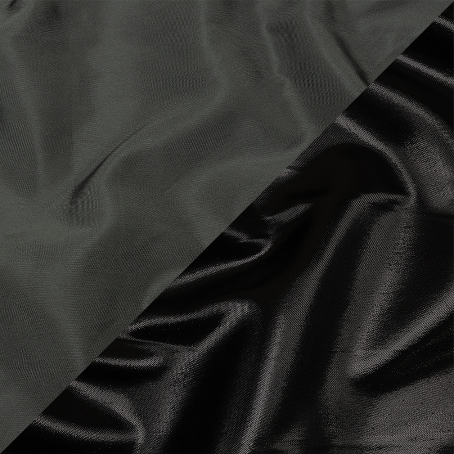 Olwyn Metallic Black and Gray Double Faced Luxury Mikado | Mood Fabrics