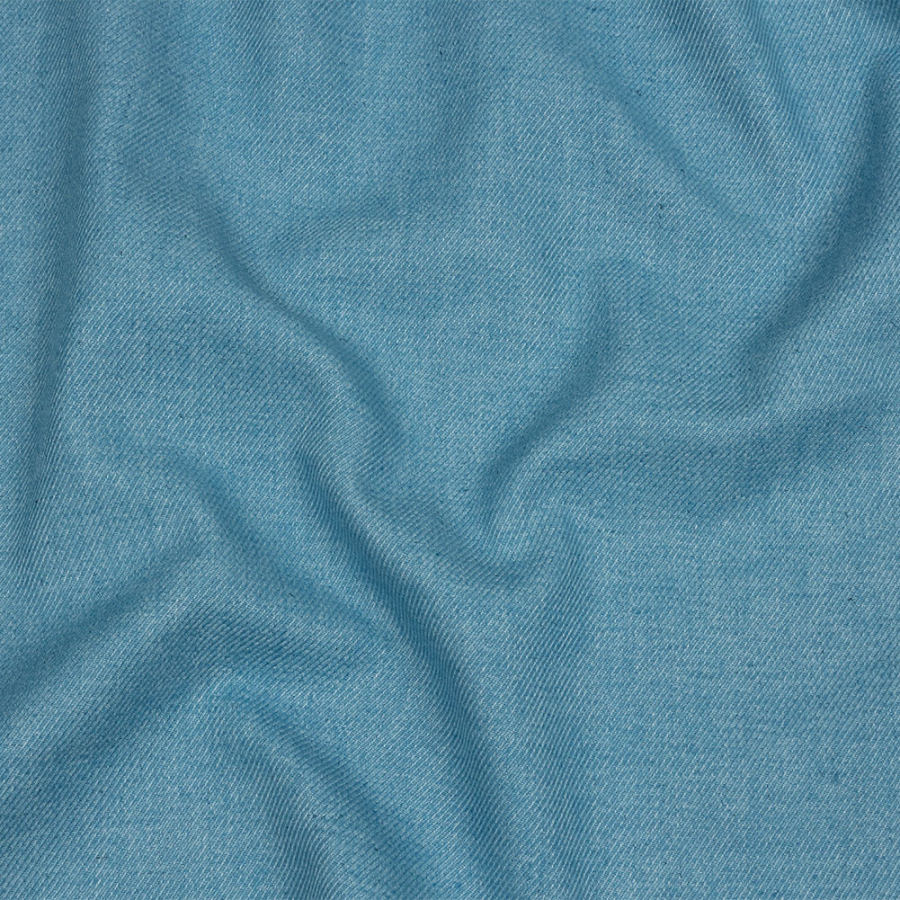 Cool Blue Heathered Linen, Cotton and Polyester Twill | Mood Fabrics