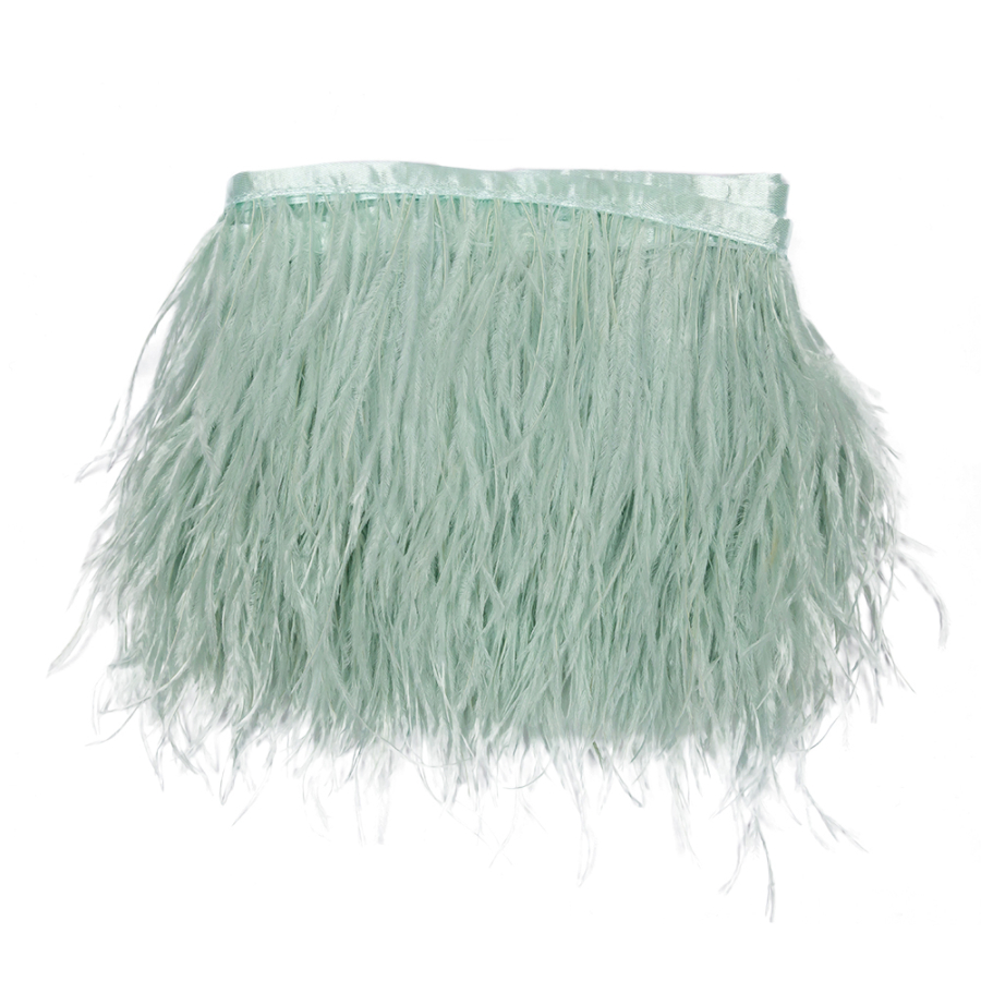 Seafoam Single Ply Ostrich Feather Fringe Trim - 5" | Mood Fabrics