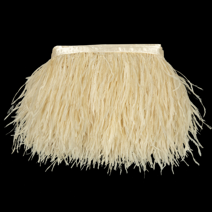 Bone White Two Ply Ostrich Feather Fringe Trim - 5" | Mood Fabrics