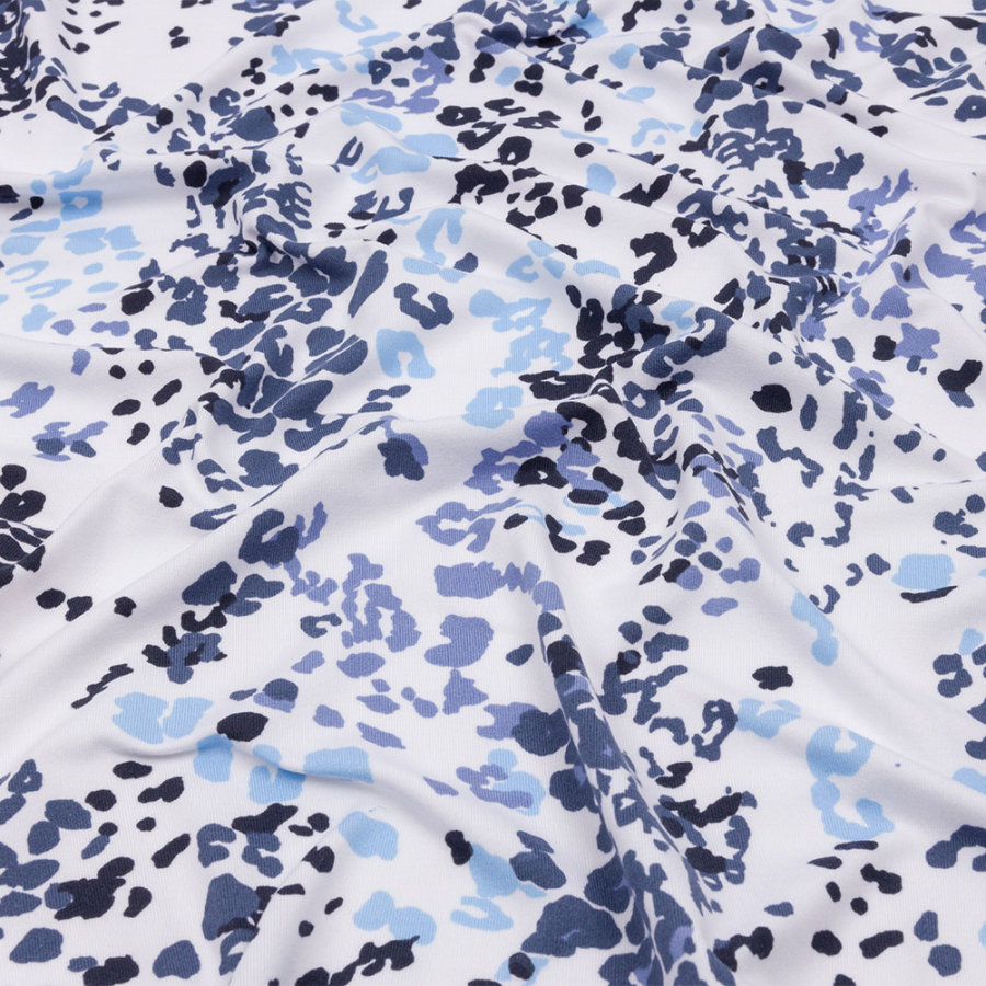 Shades of Blue Leopard Spots Stretch Polyester Jersey | Mood Fabrics