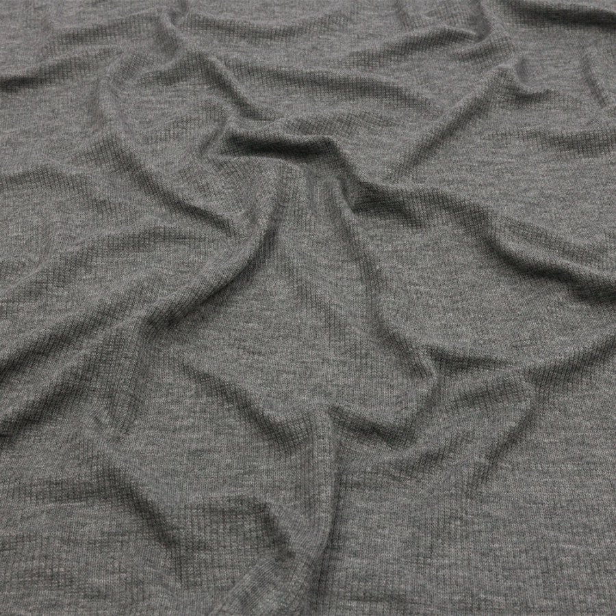 Heathered Gray Stretch Rayon 2x2 Rib Knit | Mood Fabrics