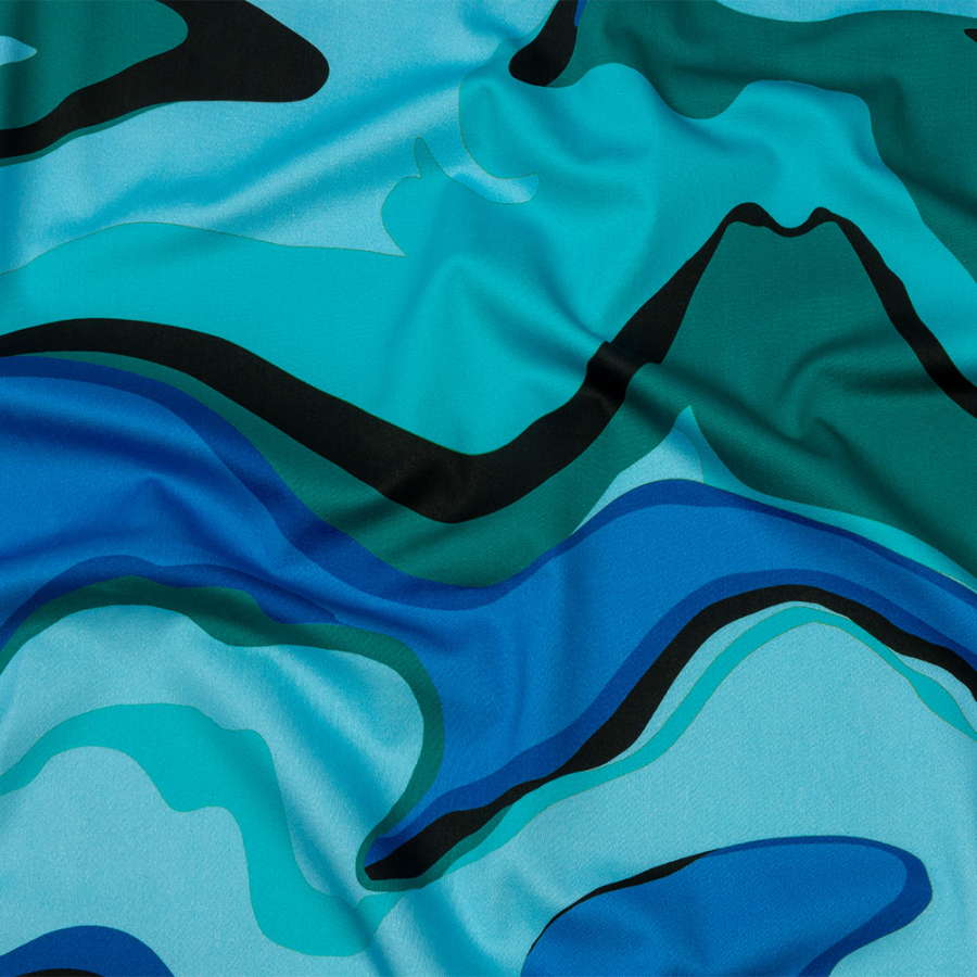 Mood Exclusive Blue Seen and Unseen Stretch Cotton Sateen | Mood Fabrics