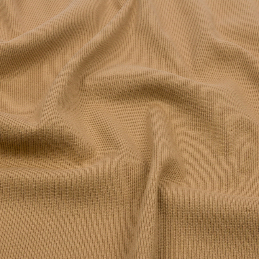 Tan Stretch Cotton 2x2 Rib Knit | Mood Fabrics