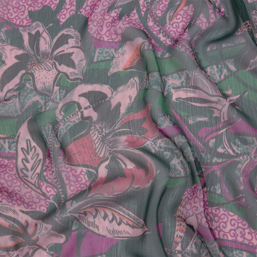 Mood Exclusive Jungle Jam Crinkled Polyester Chiffon | Mood Fabrics