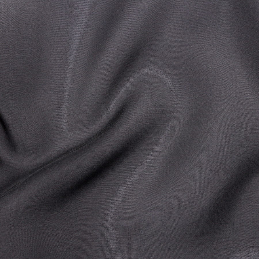 Quinn Black Shimmering Polyester Twill Organdy | Mood Fabrics