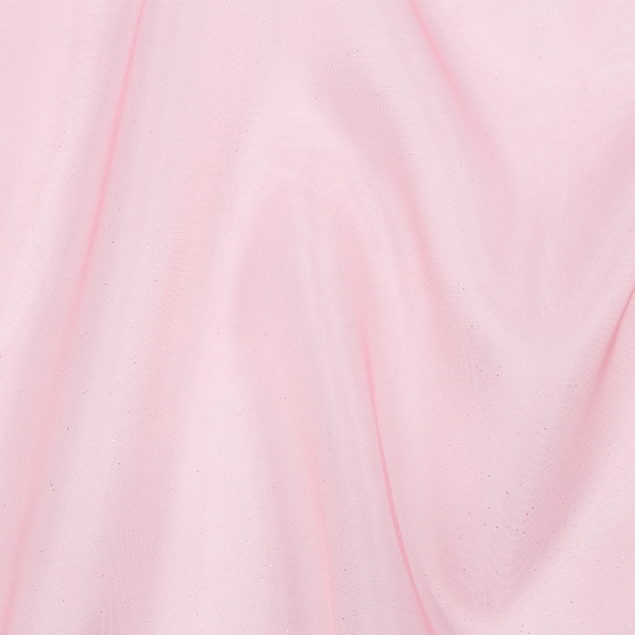 Starlight Bubblegum Polyester Mesh Organza with Silver Glitter | Mood Fabrics