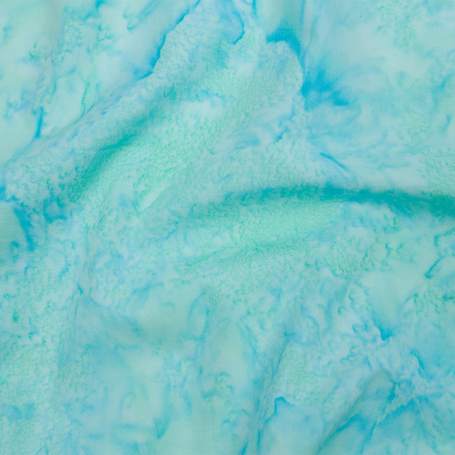 Island Batiks Foundation Basics Aqua Abstract Quilting Cotton | Mood Fabrics