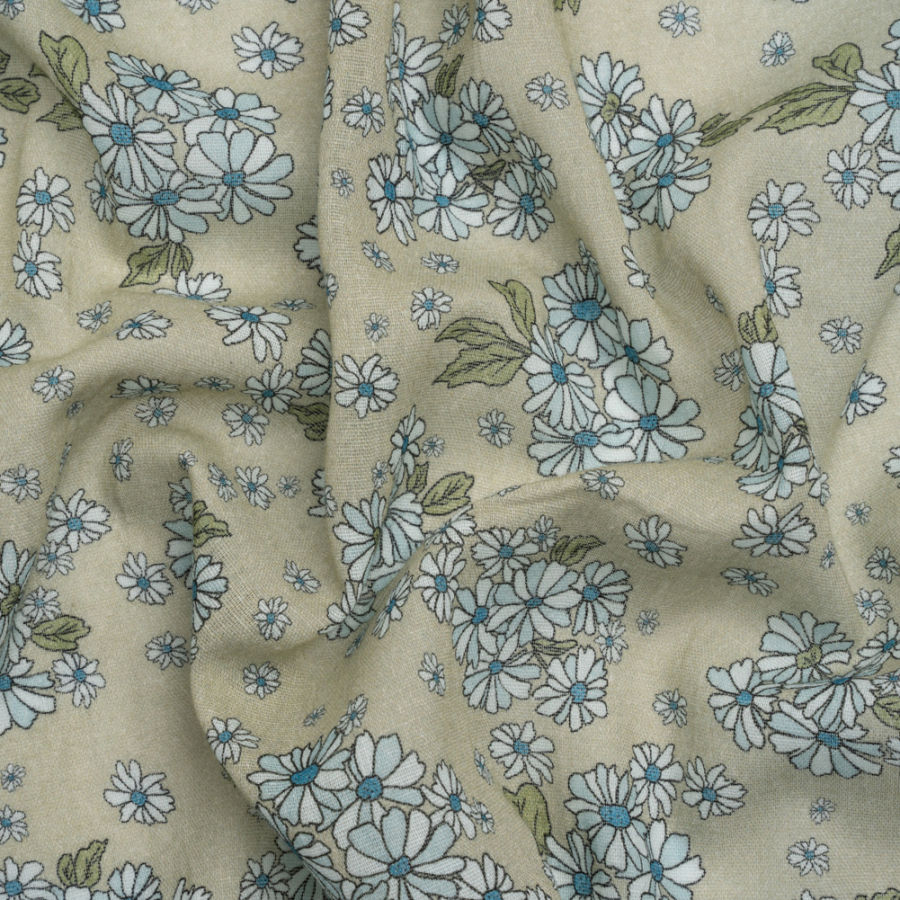 Mood Exclusive Sage Flower Fanatic Cotton Gauze | Mood Fabrics