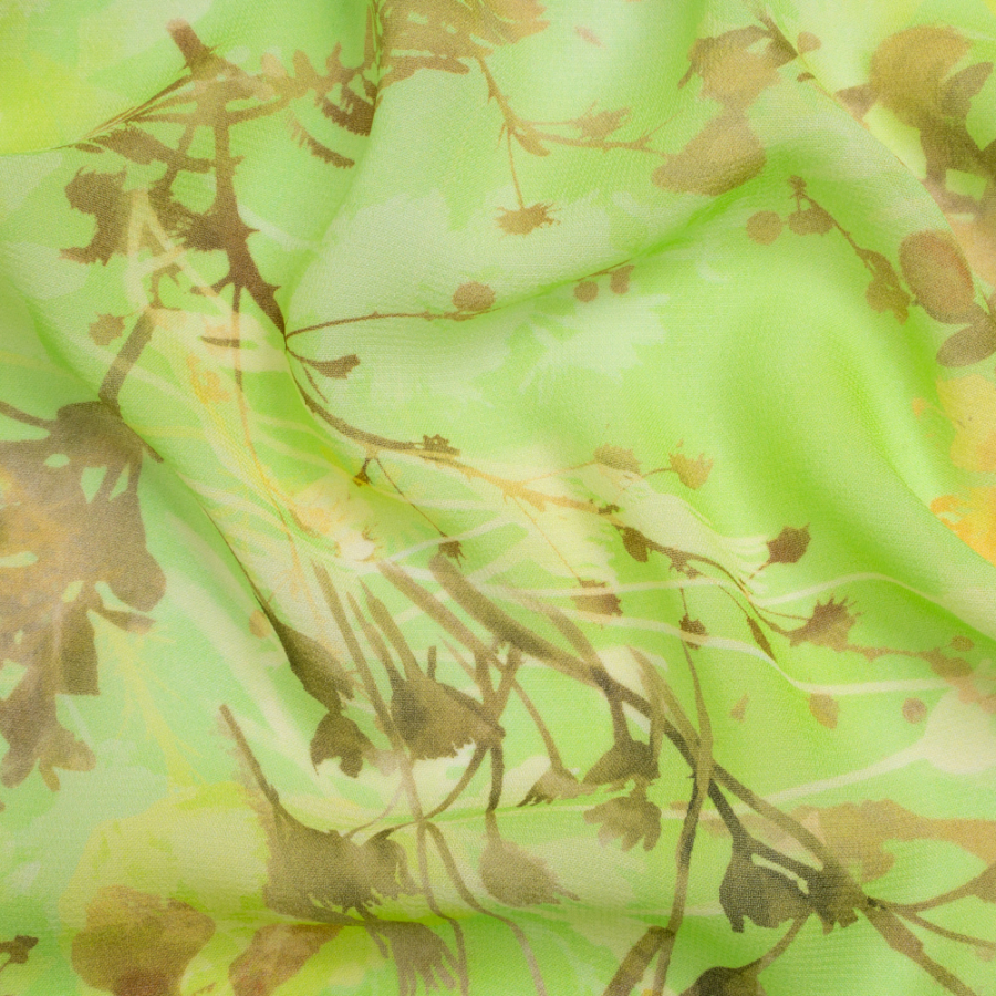 Mood Exclusive Green Sapling Silhouette Viscose Georgette | Mood Fabrics