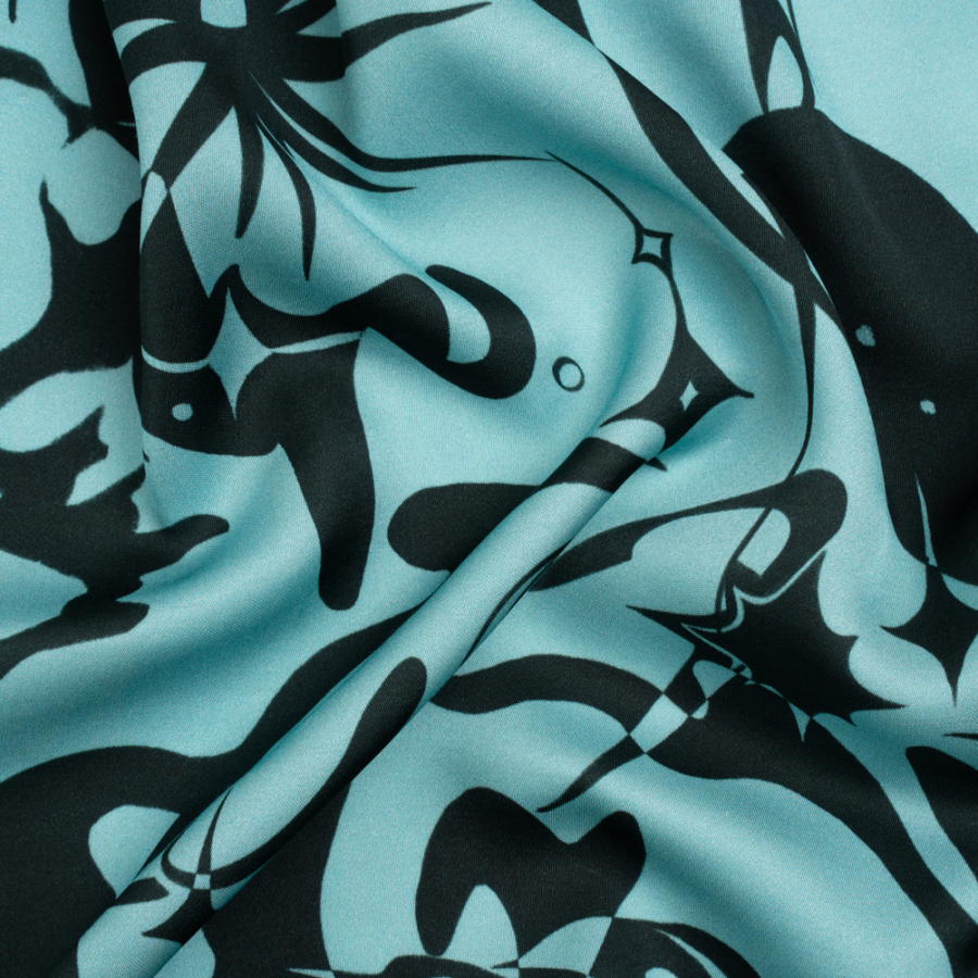 Mood Exclusive Sky Cosmic Chaos Sustainable Viscose and Recycled Polyester Satin | Mood Fabrics