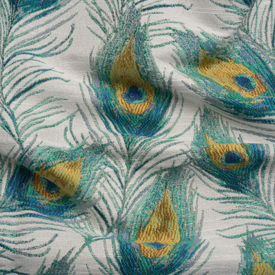 Peacock Green Peacock Feathers Upholstery Jacquard | Mood Fabrics