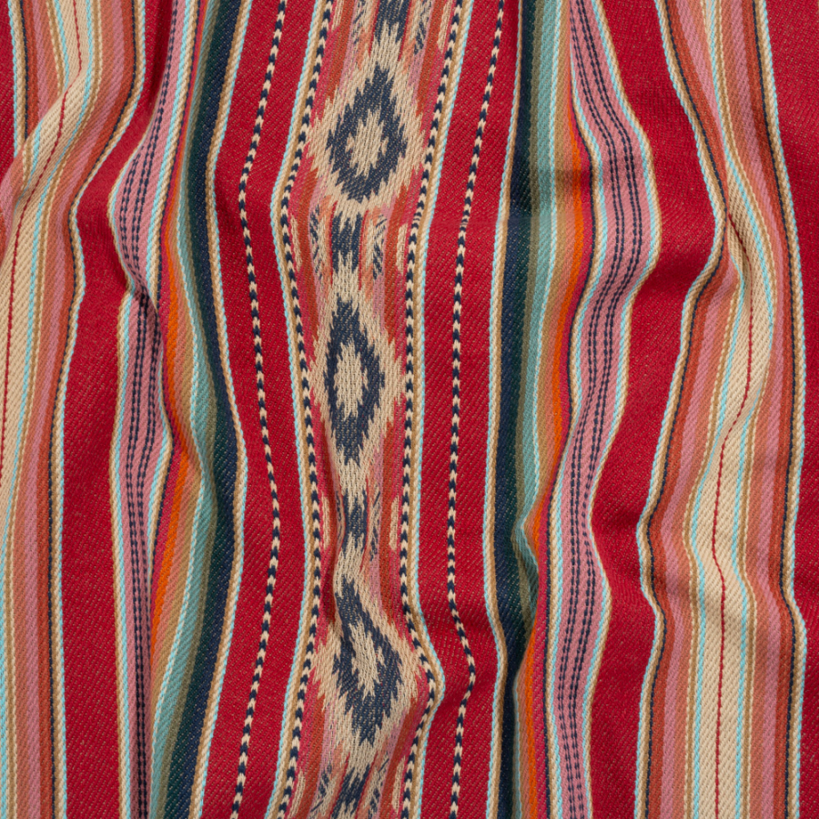 Arizona Berry Spiked Diamonds Southwestern Stripe Cotton Twill | Mood Fabrics