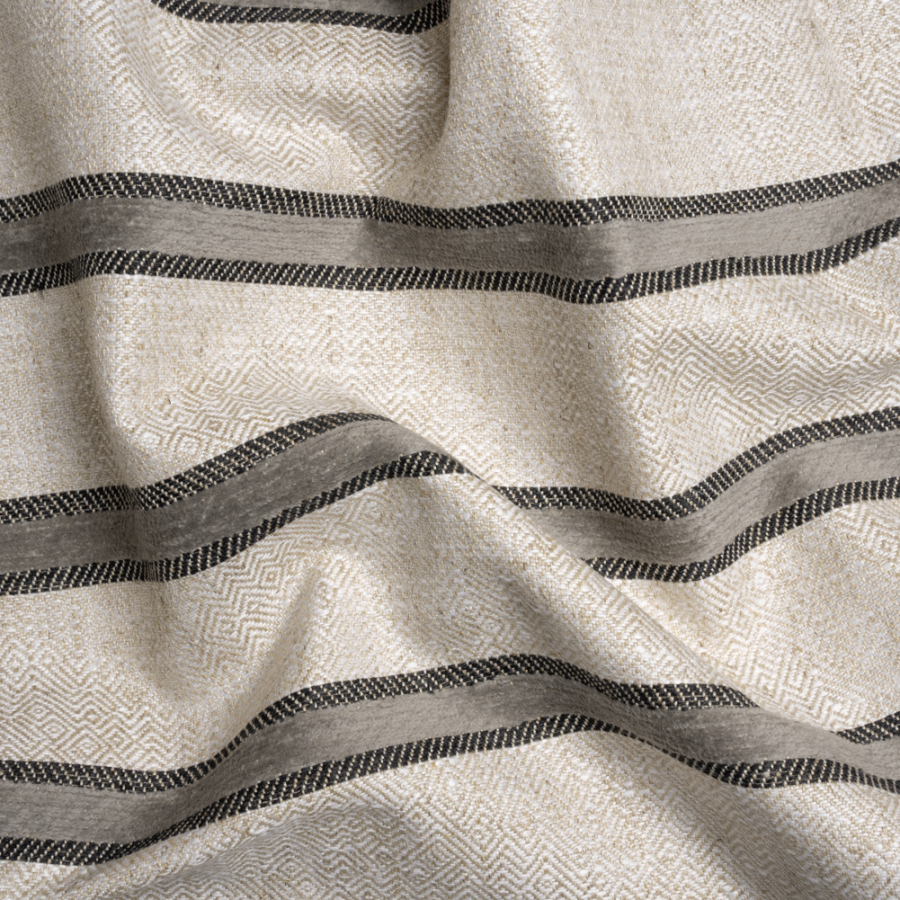 Crypton Meditae Chenille Striped Birdseye Upholstery Twill | Mood Fabrics