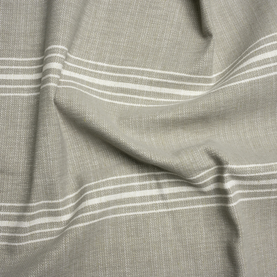 Crypton Stone Striped Stain Resistant Polyester and Linen Chenille Upholstery Woven | Mood Fabrics
