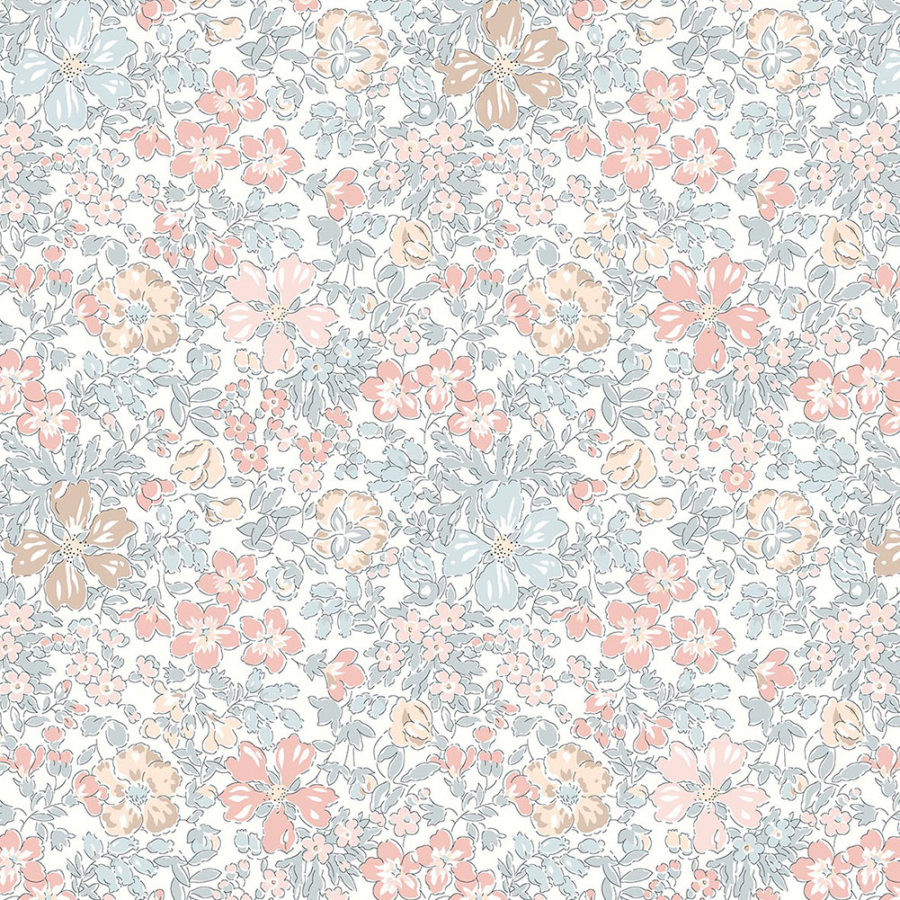 Liberty Art Fabrics Pale Red and Pale Green Botanist’s Blossom Lasenby Quilting Cotton | Mood Fabrics