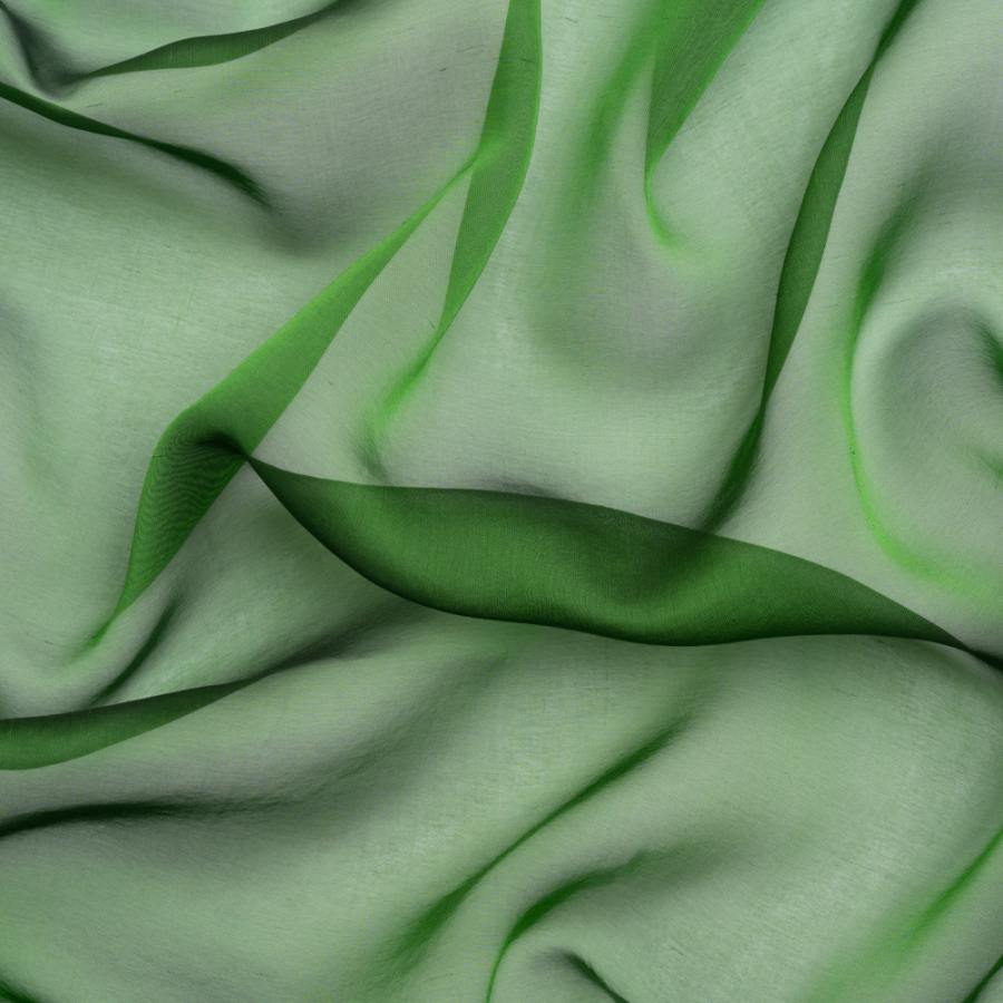 Adelaide Forest Green Iridescent Chiffon-Like Silk Voile | Mood Fabrics