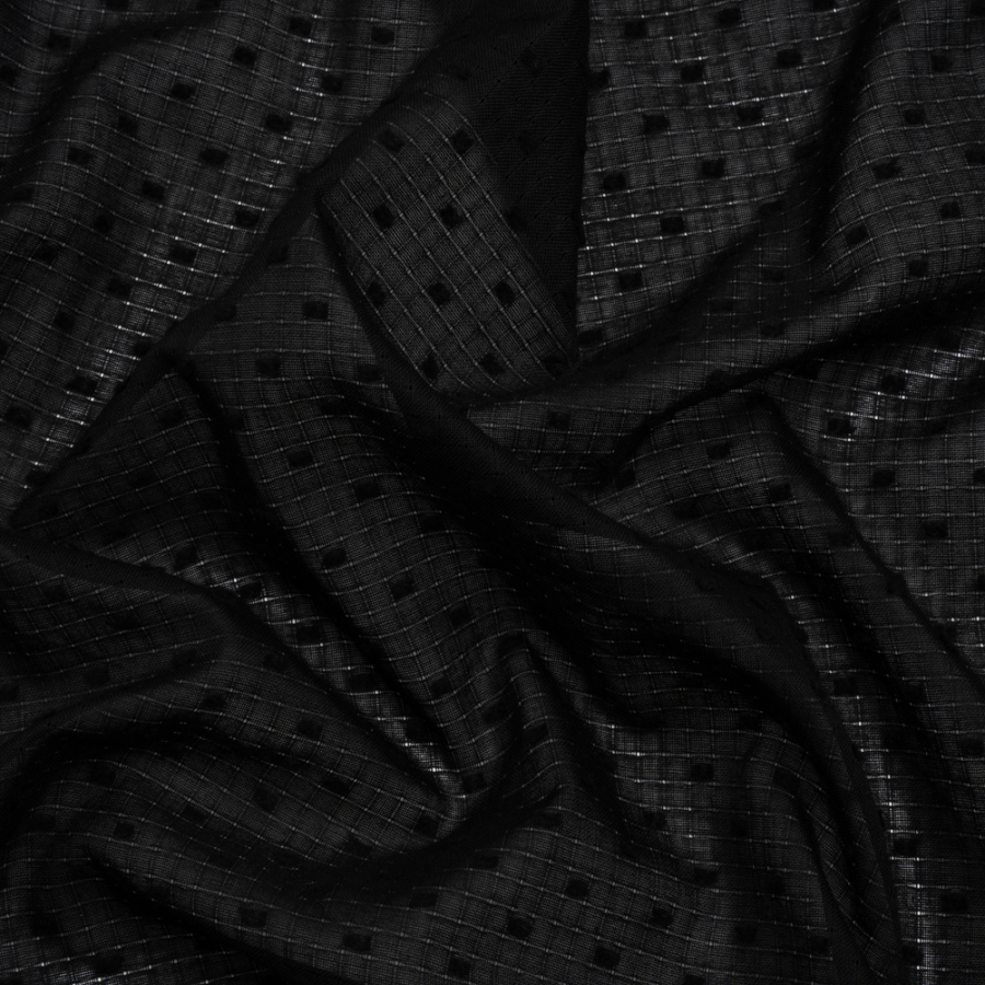 Famous Australian Designer Black Swiss Dot Gridded Cotton Woven | Mood Fabrics