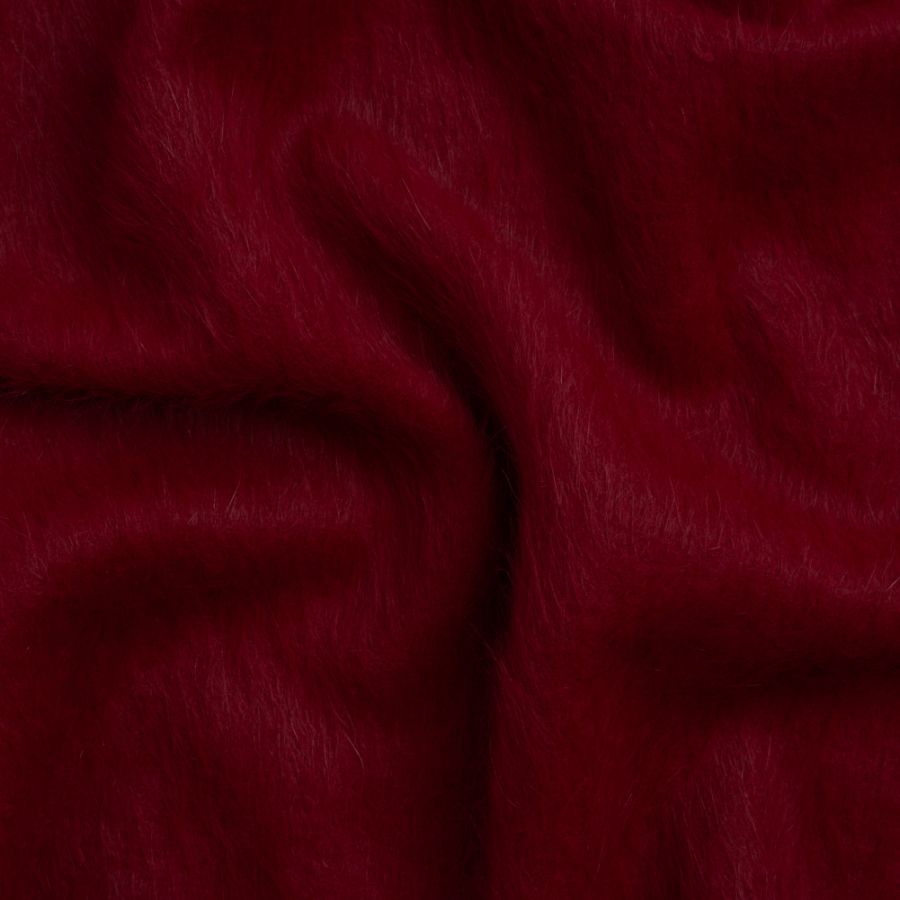 Wine Fuzzy Blended Wool Coating | Mood Fabrics