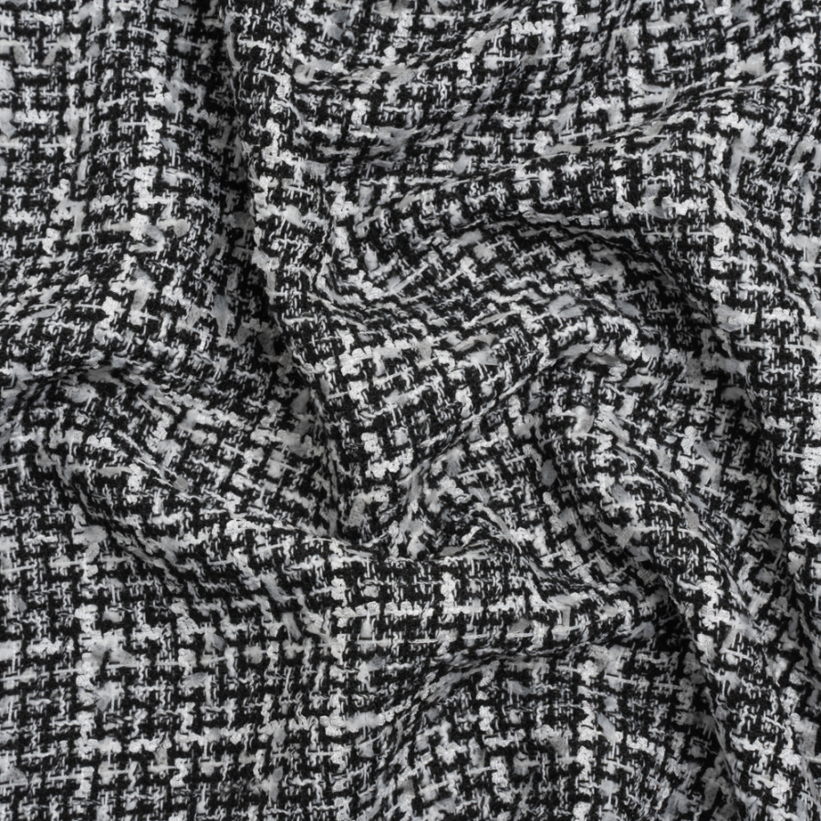 Black and White Acrylic and Polyester Boucle Tweed | Mood Fabrics