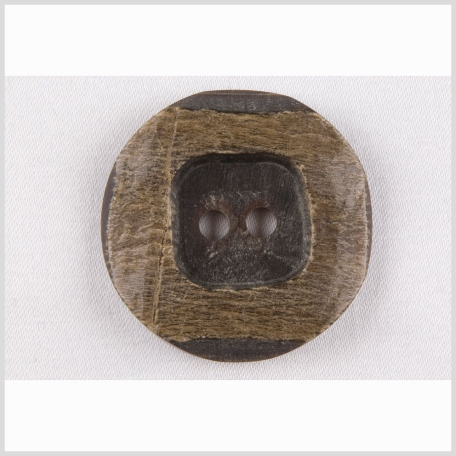 Black/Natural Horn Coat Button - 44L/28mm | Mood Fabrics