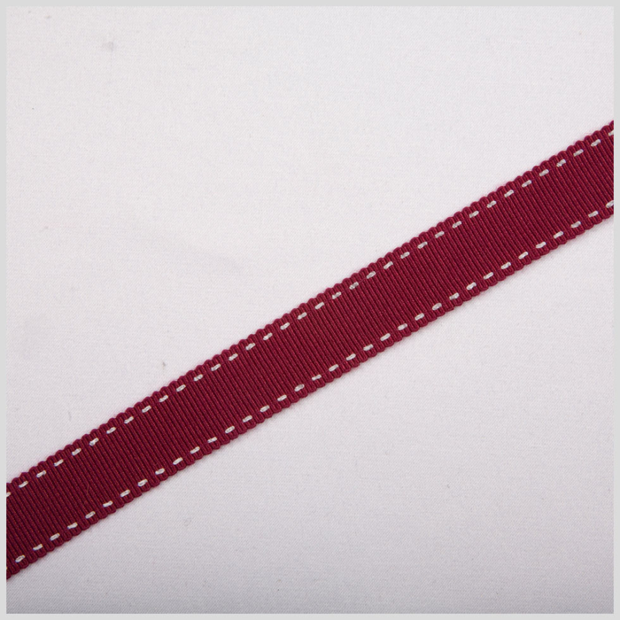 5/8 Wine Stitched Grosgrain Ribbon | Mood Fabrics