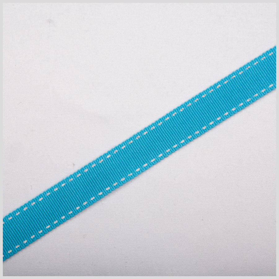5/8 Turquoise Stitched Grosgrain Ribbon | Mood Fabrics