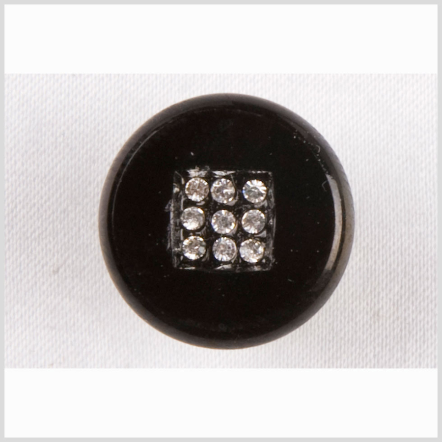 Black/Crystal Crystal Button - 24L/15mm | Mood Fabrics