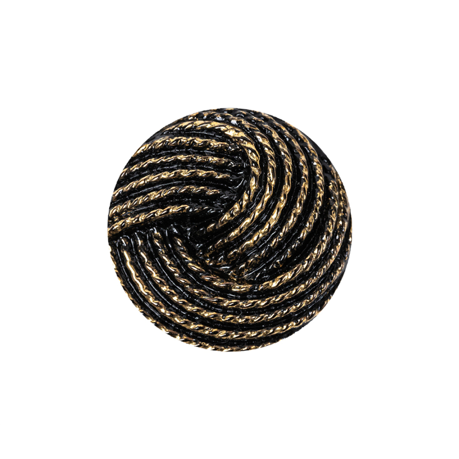 Black and Gold Knotted Glass Shank Back Button - 36L/23mm | Mood Fabrics