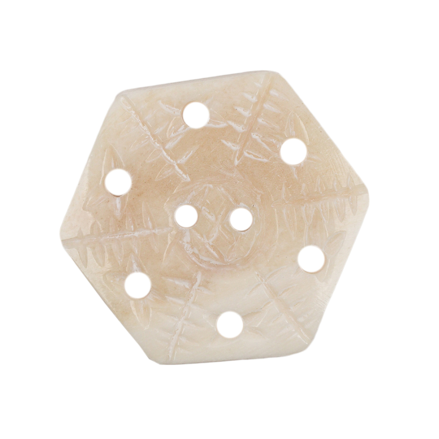 Natural Bone Hexagonal 2-Hole Button - 48L/30.5mm | Mood Fabrics
