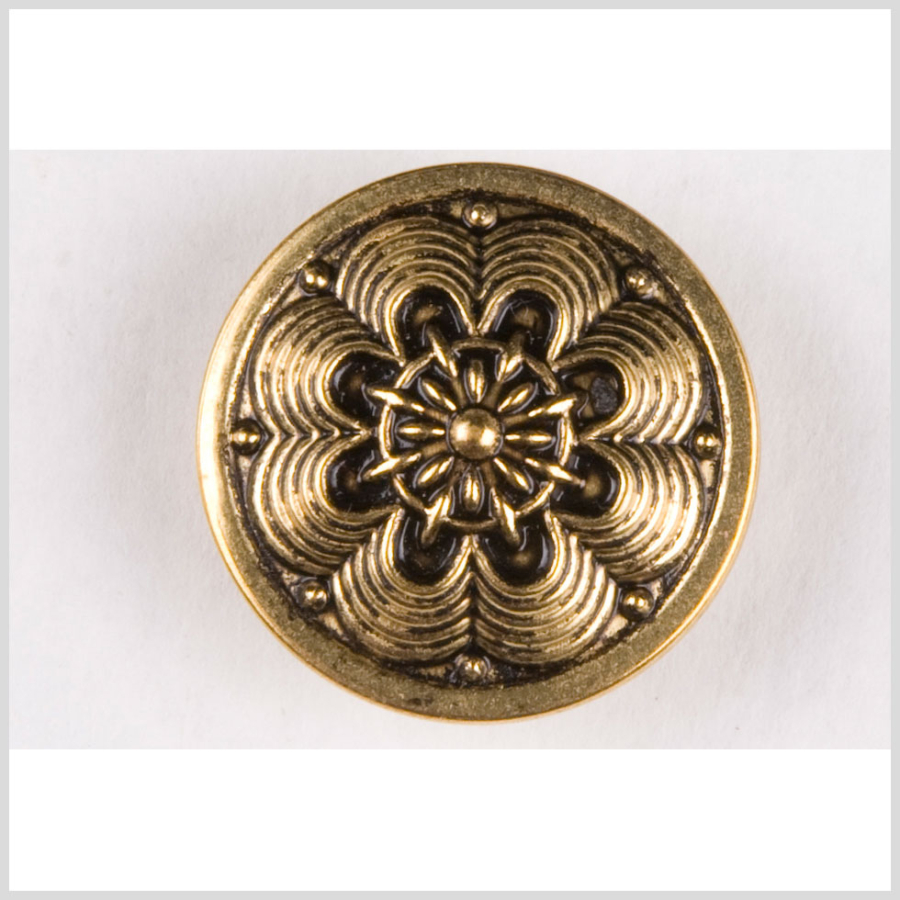 Antique Gold Metal Button - 36L/23mm | Mood Fabrics