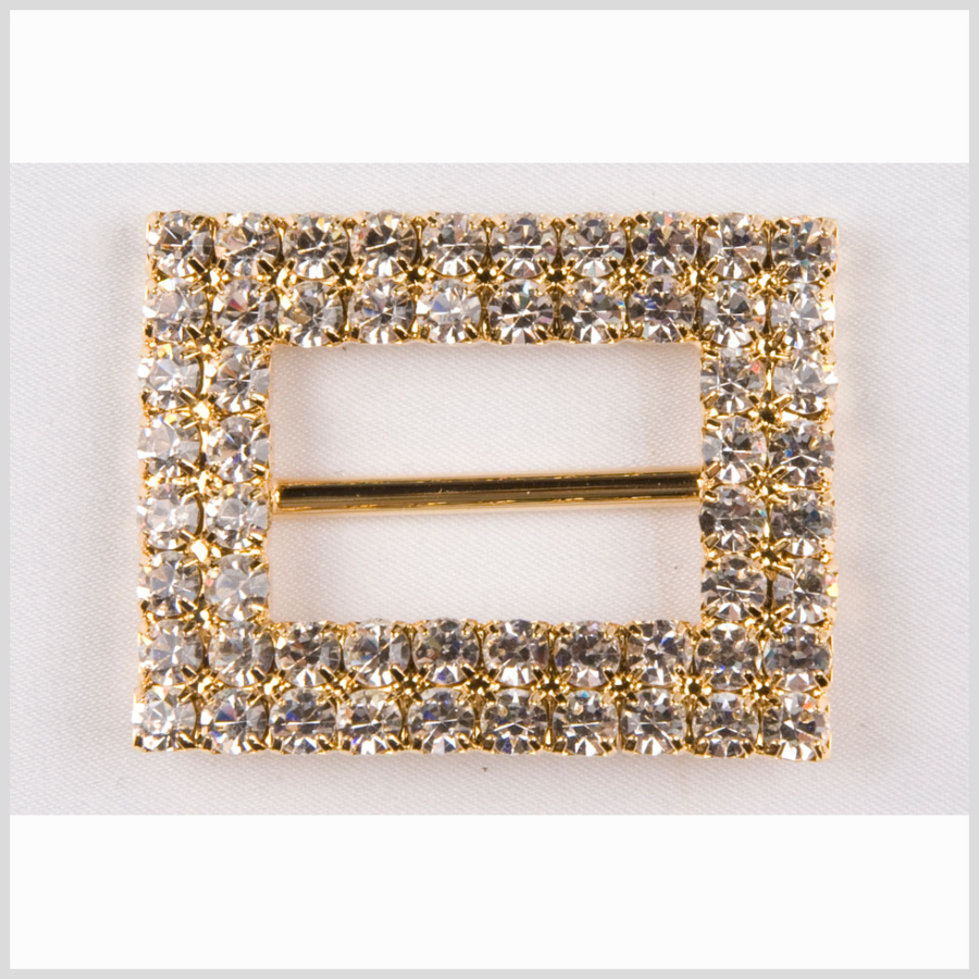 1.25 Gold/Crystal Swarovski Rhinestone Buckle | Mood Fabrics