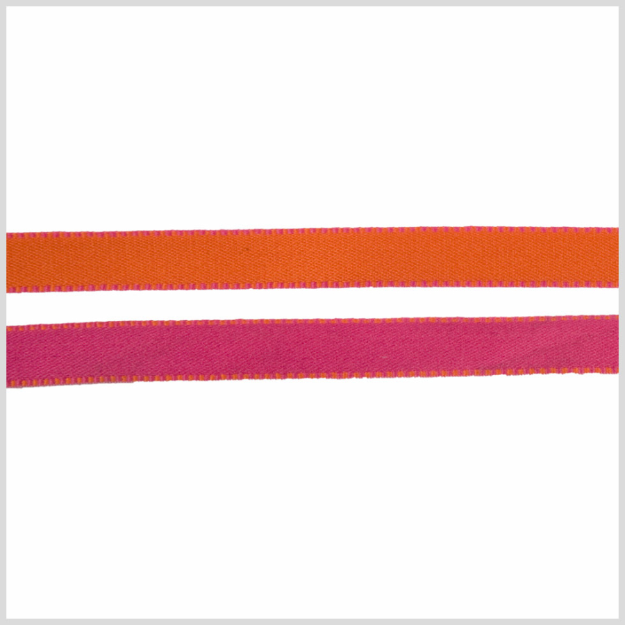 3/8 Hot Pink/Orange Reversible Ribbon | Mood Fabrics