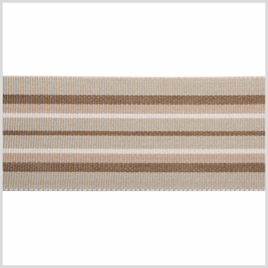Beige/Taupe/Cream Striped Grosgrain Ribbon | Mood Fabrics