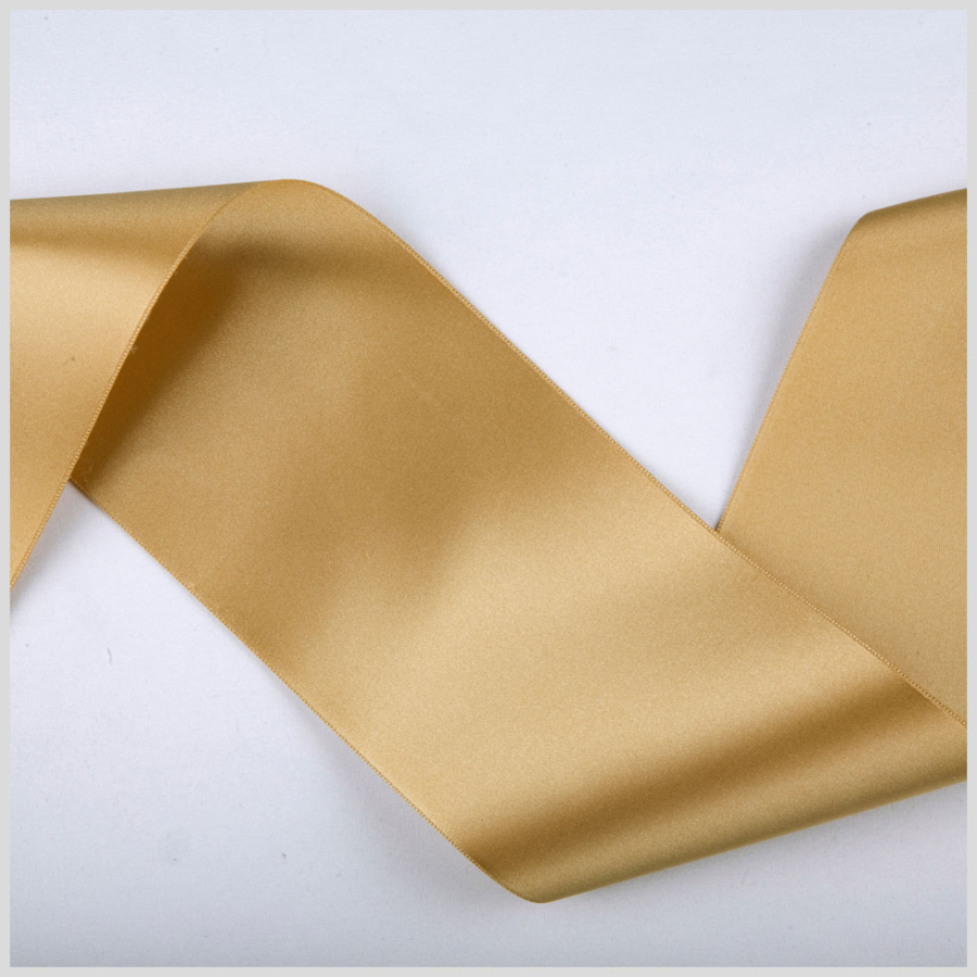 3.75 Gold Double Face French Satin Ribbon | Mood Fabrics