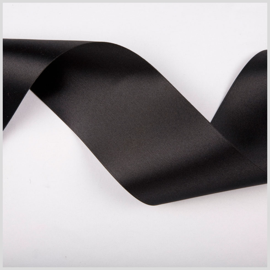 3.75 Black Double Face French Satin Ribbon | Mood Fabrics