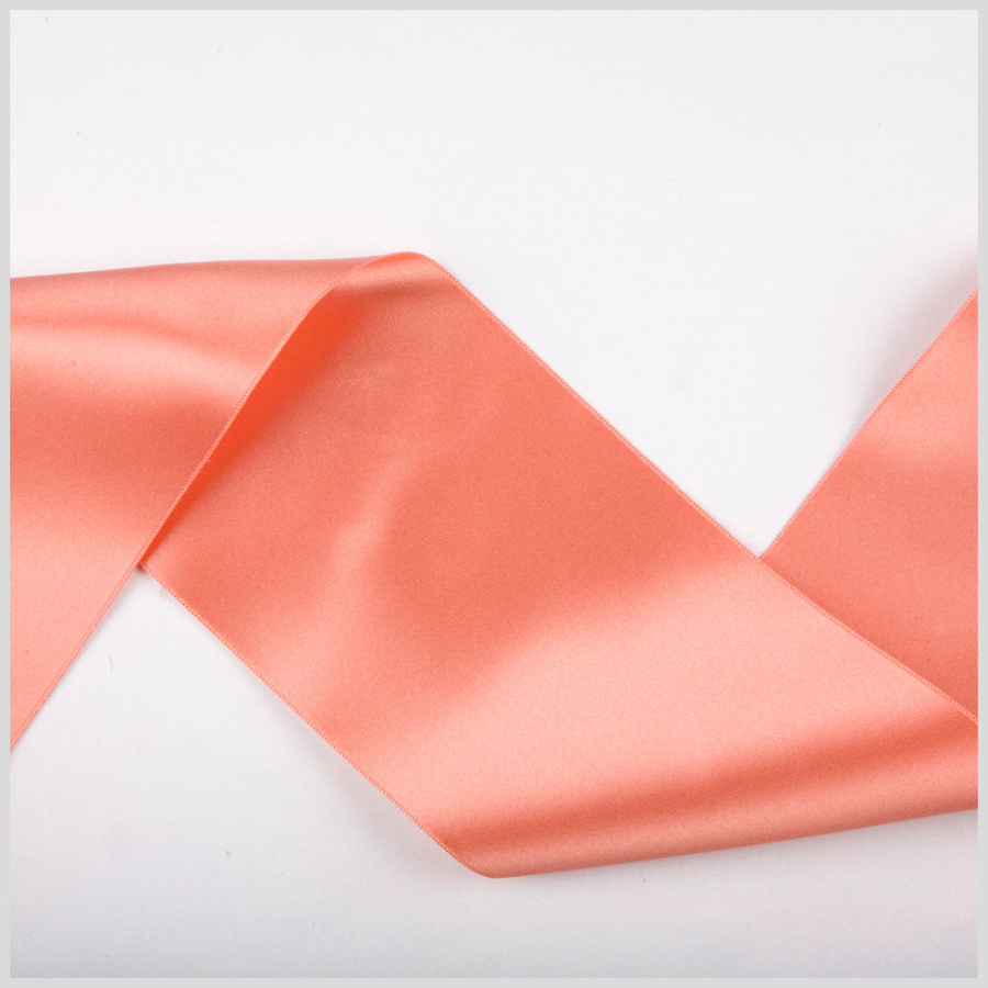 3.75 Peach Double Face French Satin Ribbon | Mood Fabrics