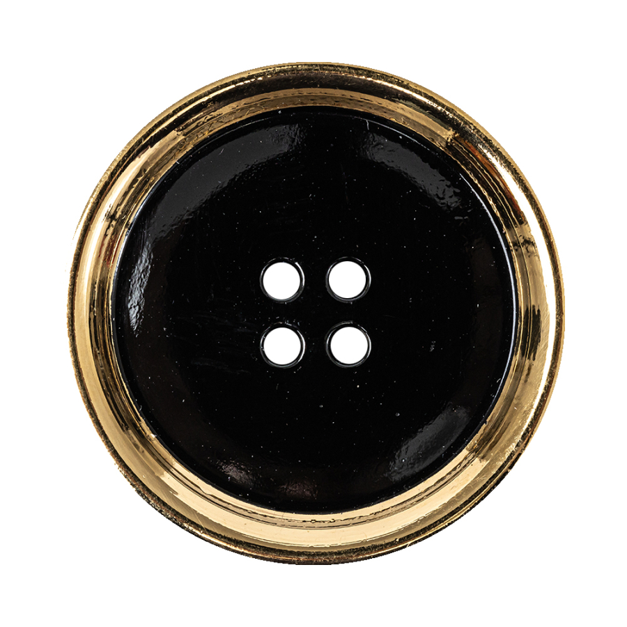 Black/Gold Glass Button - 54L/34mm | Mood Fabrics