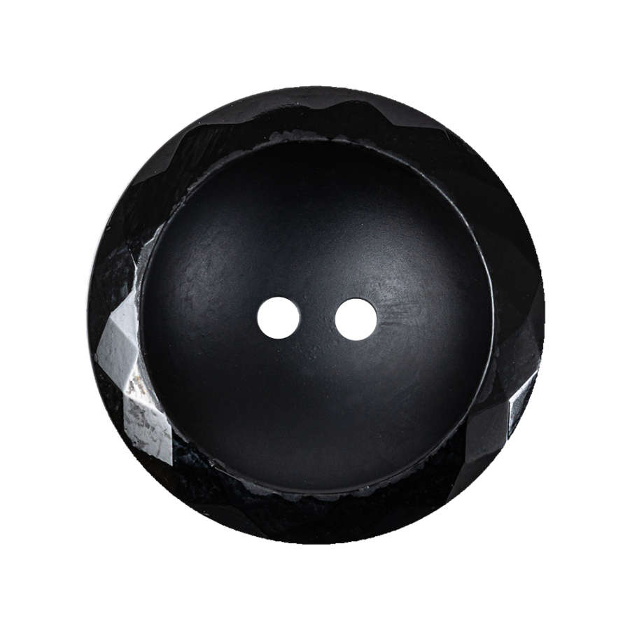 Black Half Matte Glass Button - 44L/28mm | Mood Fabrics