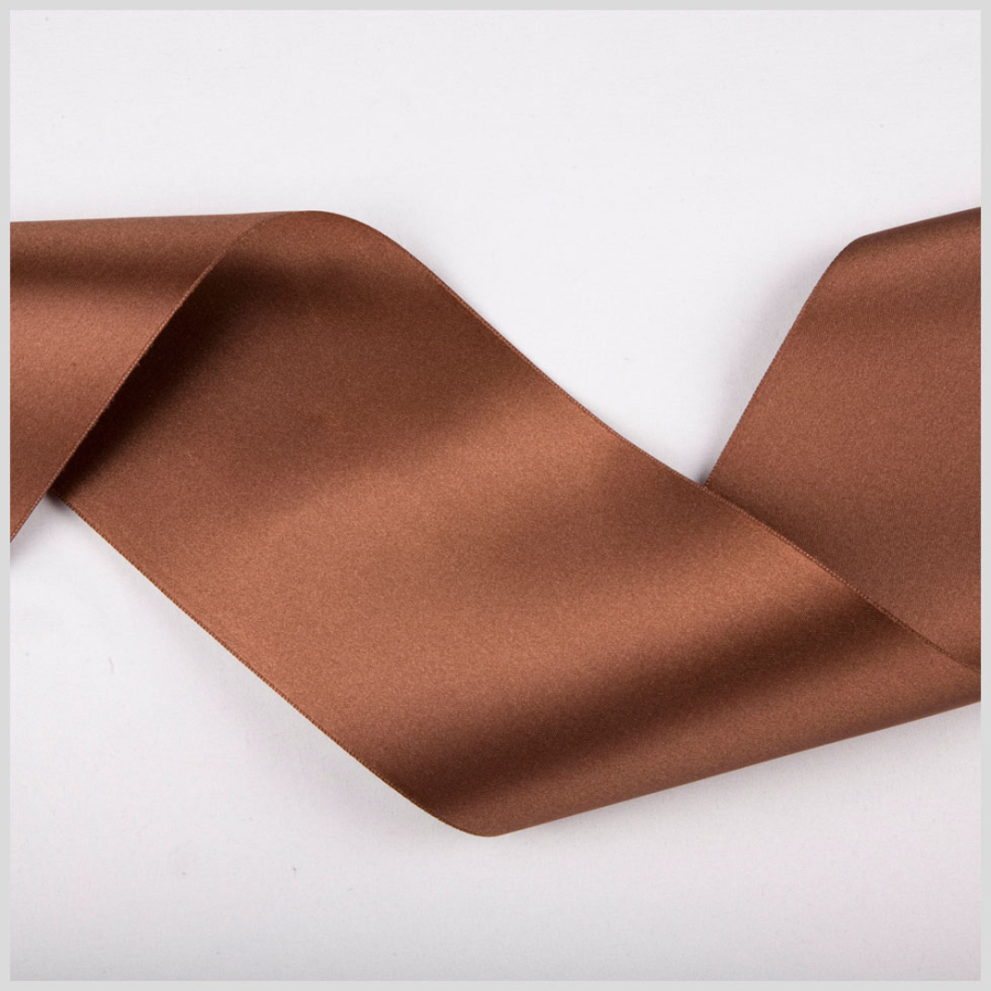 3.75 Brown Double Face French Satin Ribbon | Mood Fabrics