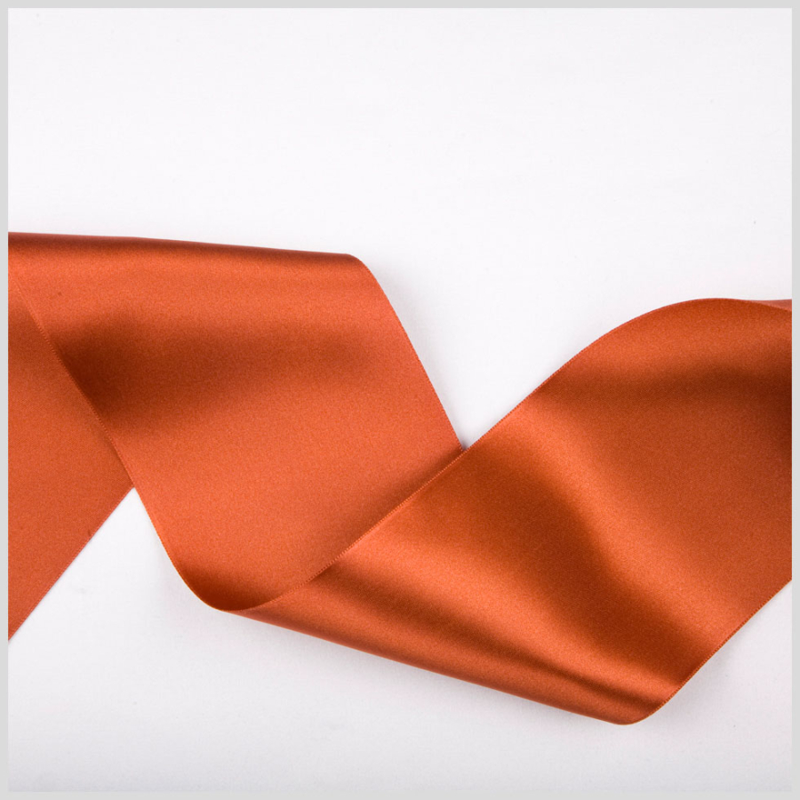 Rust Double Face French Satin Ribbon | Mood Fabrics