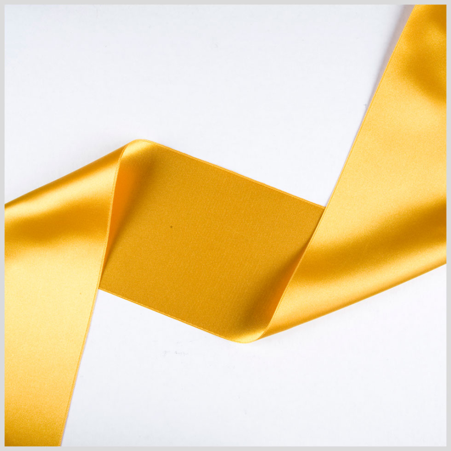 3.75 Dark Yellow Double Face French Satin Ribbon | Mood Fabrics