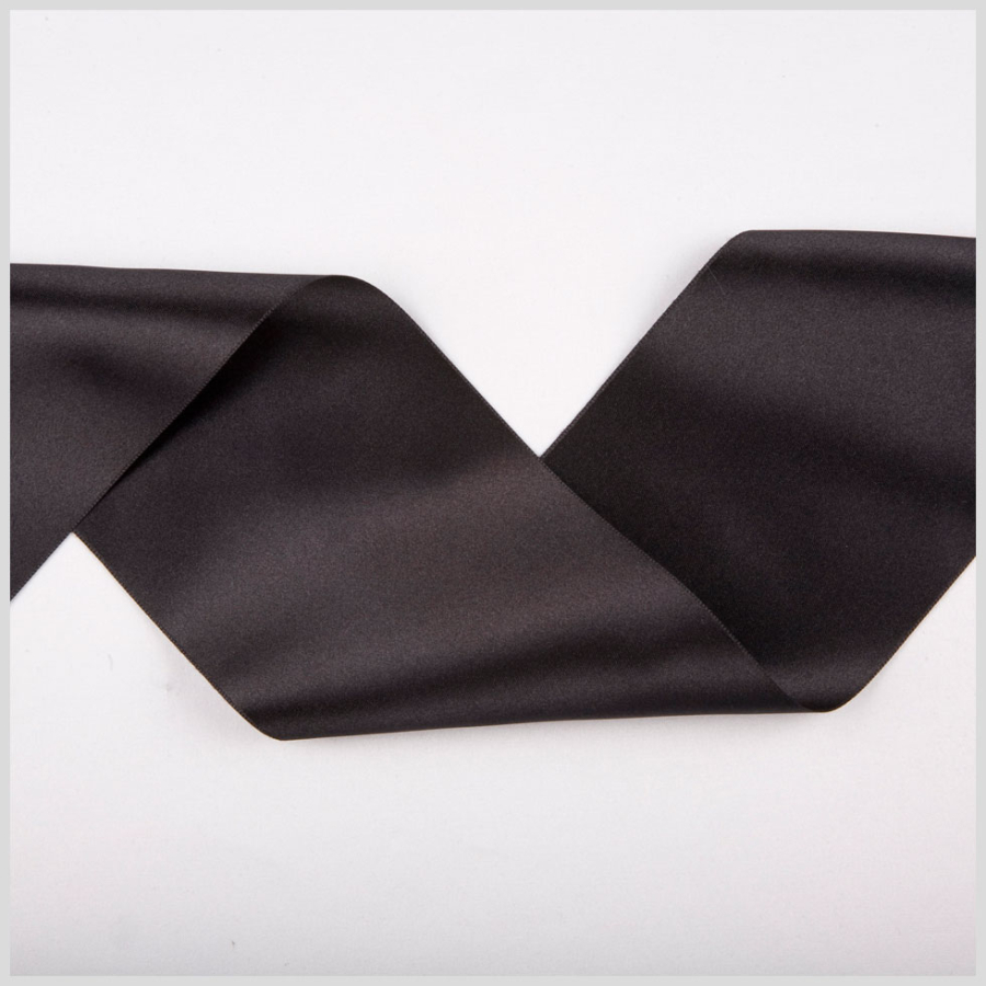 3.75 Matte Black Double Face French Satin Ribbon | Mood Fabrics
