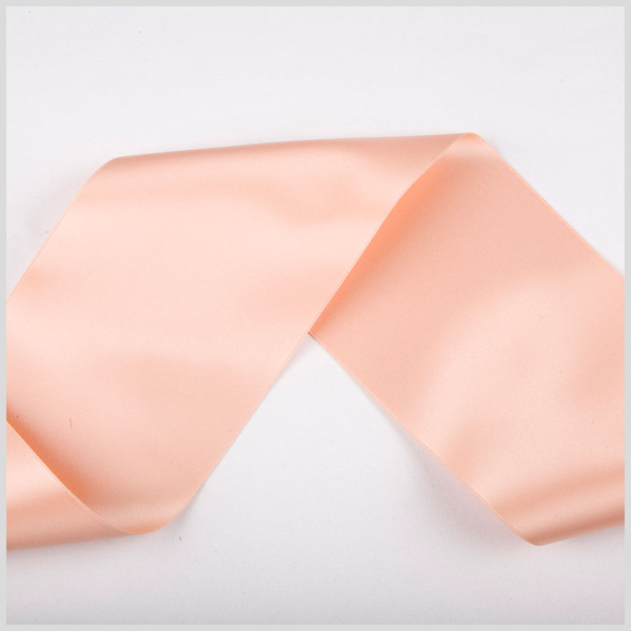3.75 Light Peach Double Face French Satin Ribbon | Mood Fabrics