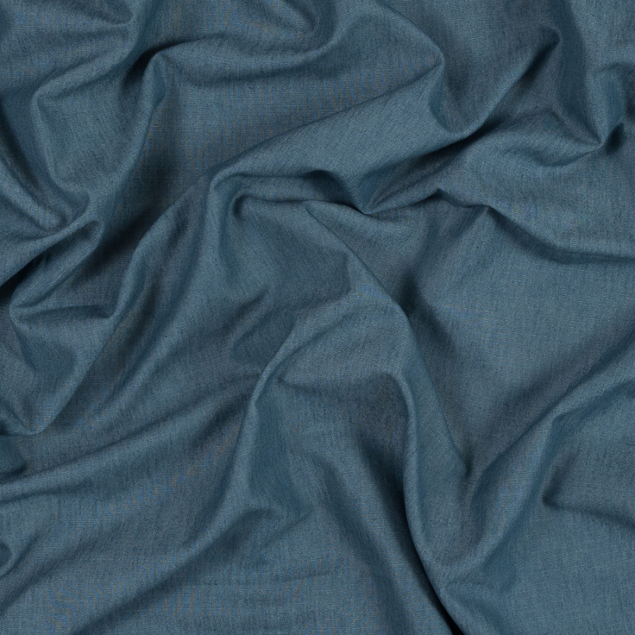 British Imported Navy Polyester, Cotton and Linen Woven | Mood Fabrics