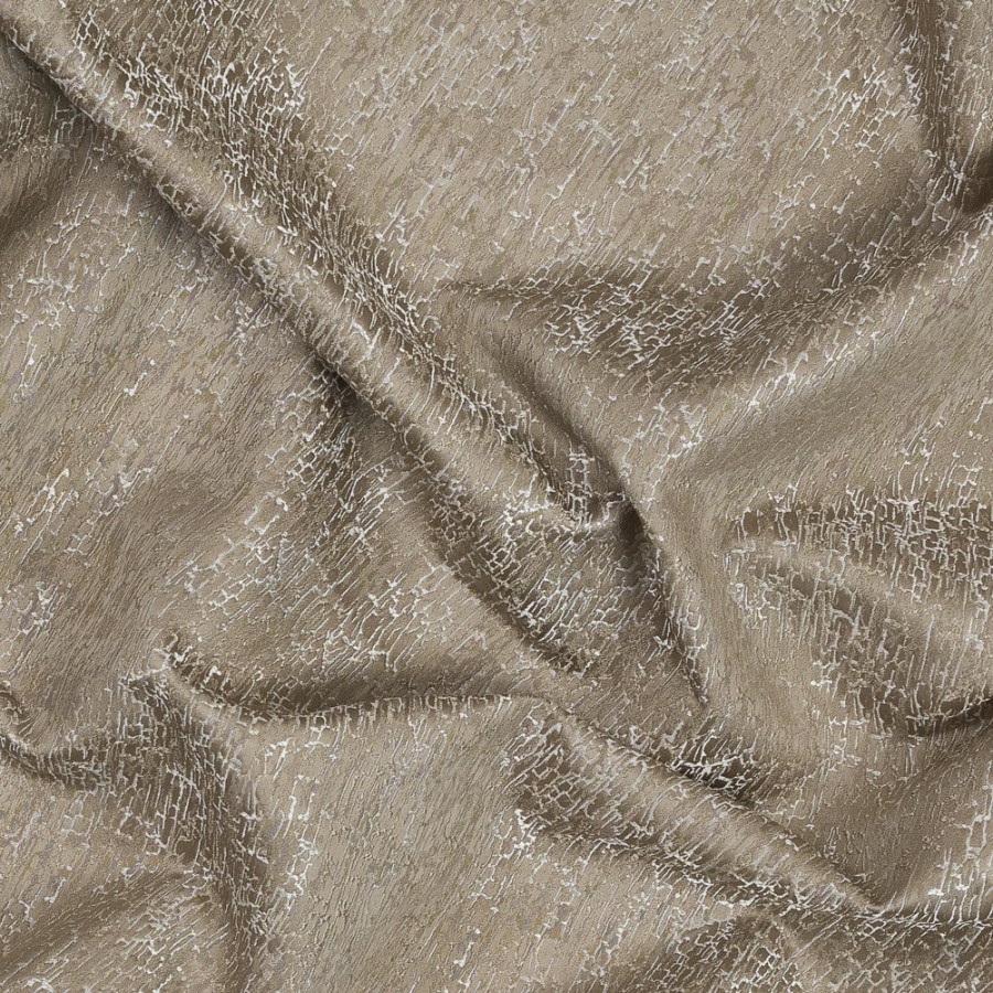 British Imported Taupe Satin-Faced Crackle Jacquard | Mood Fabrics
