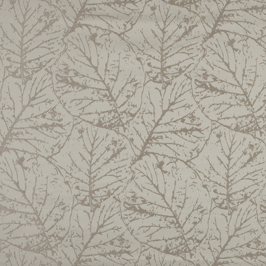 British Imported Wheat Satin-Faced Jacquard with Overlapping Leaves | Mood Fabrics