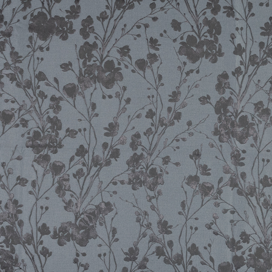 British Imported Slate Tonal Floral Jacquard | Mood Fabrics