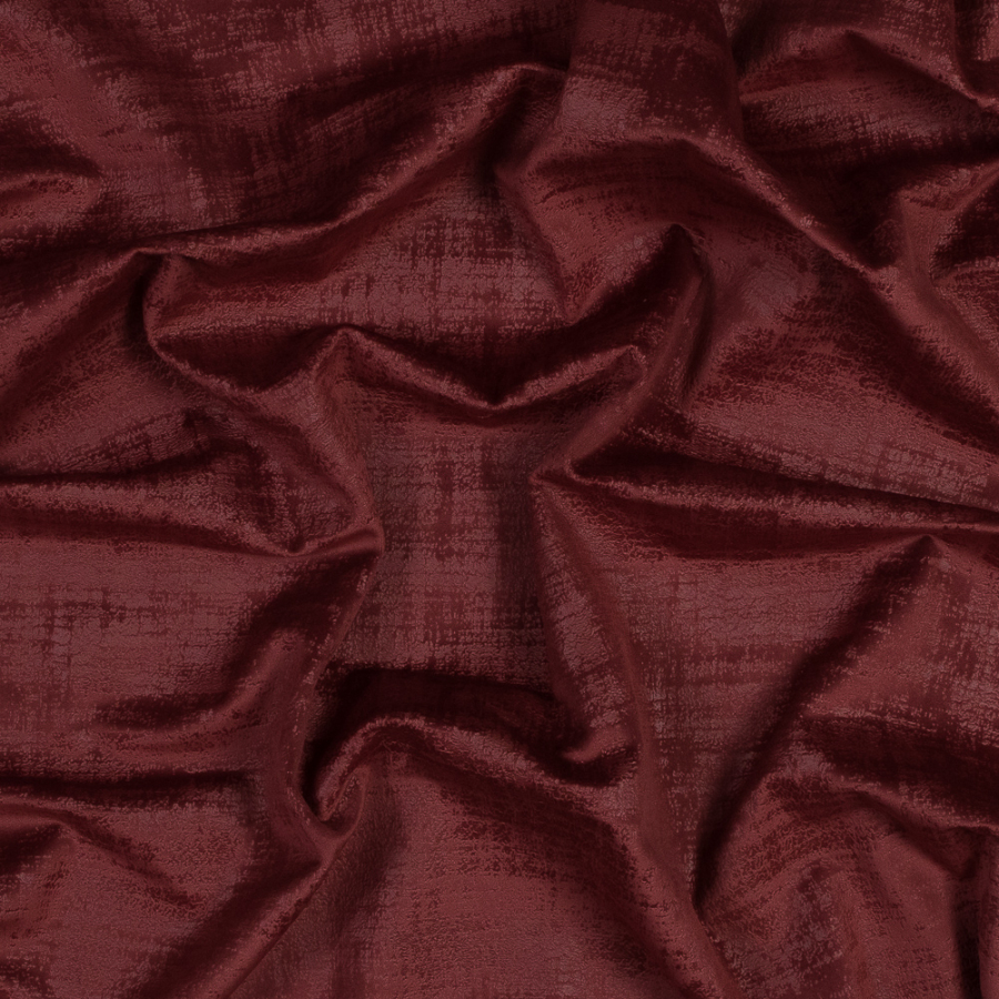 British Imported Claret Embossed Textured Velvet | Mood Fabrics