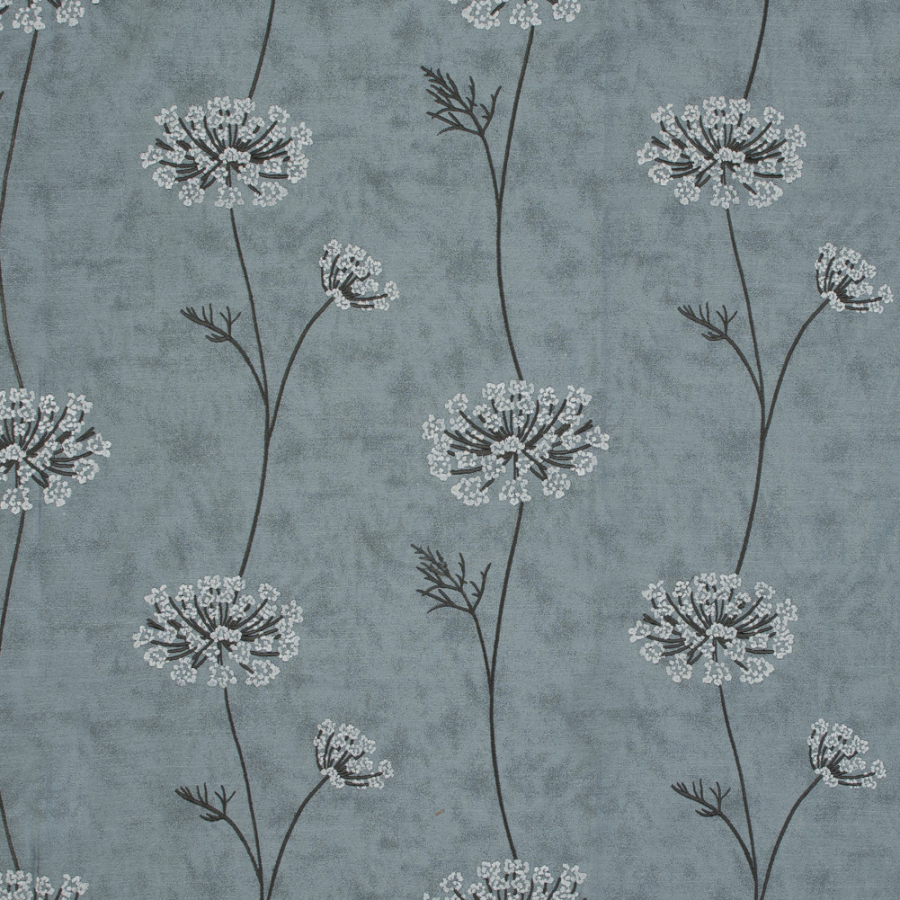 British Aqua Floral Embroidered Polyester Woven | Mood Fabrics